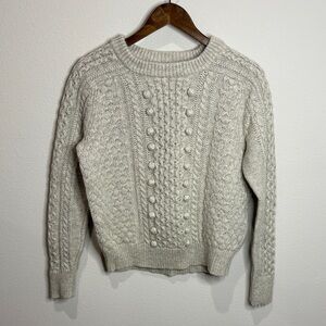 J. Crew Gray Cable Knit Knobby Fisherman Sweater Size S